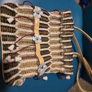 Cute Unique Wooven Bucket Style Purse.